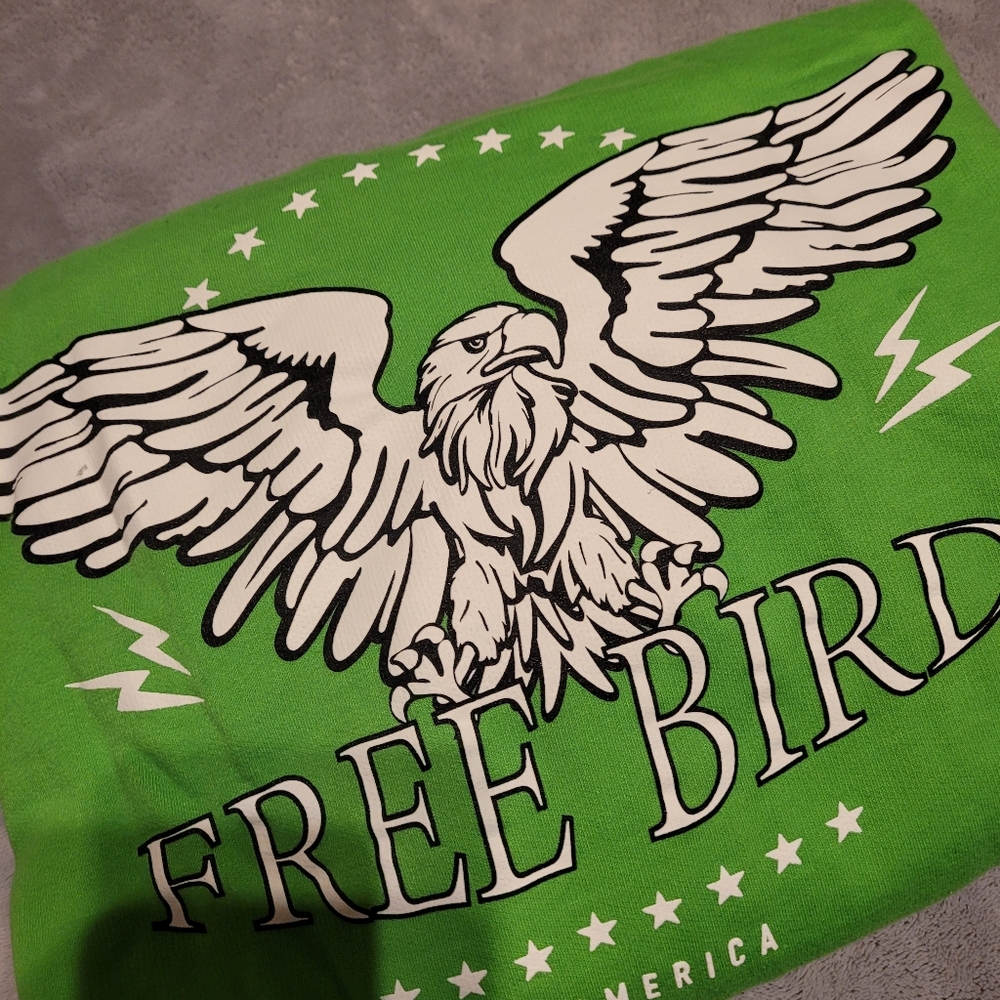 PACIFIC & CO UNISEX ADULT GREEN FULL ZIP HOODIE FREEBIRD SIZE XL EUC GRAPHIC